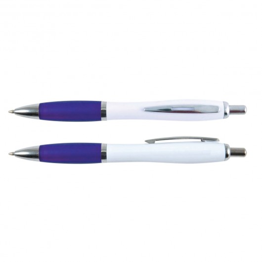 Moreton White Barrel Pen White Dark Blue